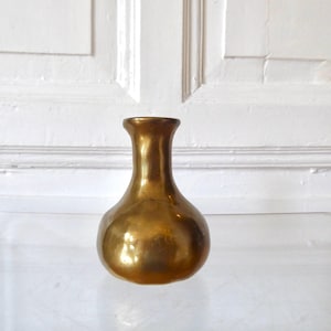 Massief messing vaas, goudkleurig object, vintage uit de jaren 60/70