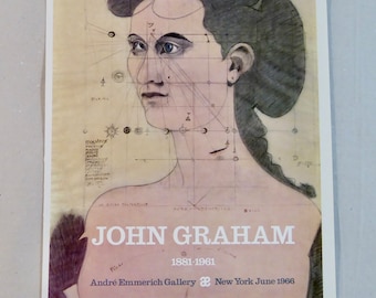John Graham André Emmerich Gallery 1966  aus Posters by Painters Evelyn and Leo Farland 70er Jahre Kunst Plakat Vintage