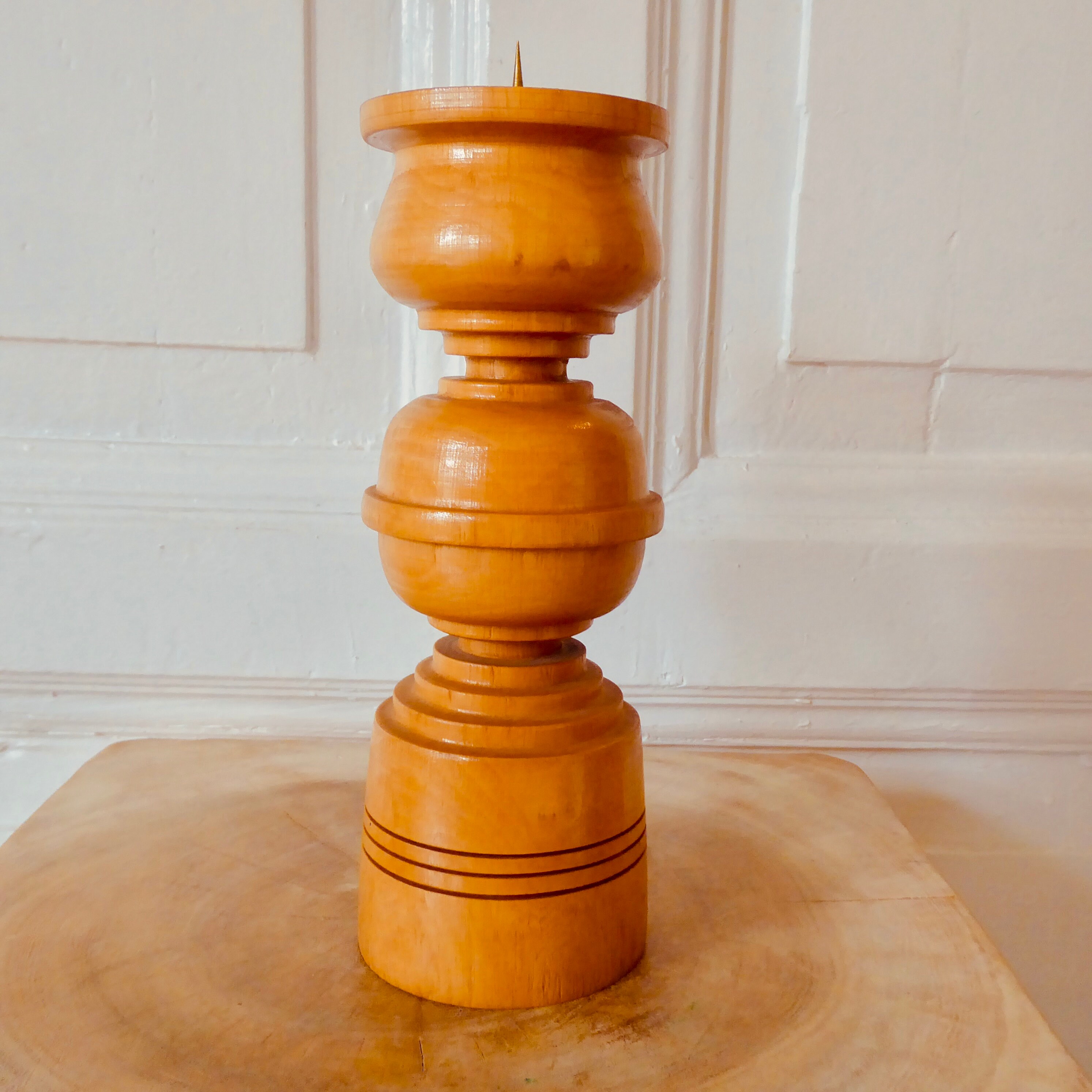 Wooden Candlestick Candlestick Turned Handmade Vintage Object Etsy
