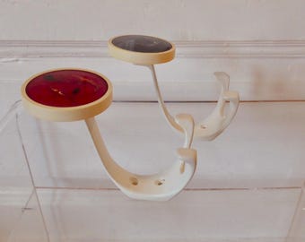 2 wardrobe clothes wall hooks pair metal plastic 70s true vintage