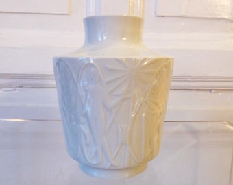 Relief porcelain vase, people in paradise, gemstone, Bavaria, Alfred Turbanisch, Garden of Eden, mid-century vintage object