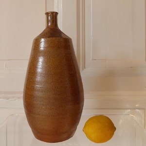 Large antique stoneware ceramic bottle vase true vintage