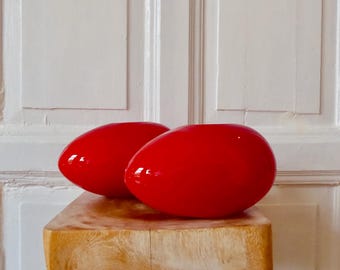 KARE Glass Vase OVUM lying egg red vintage