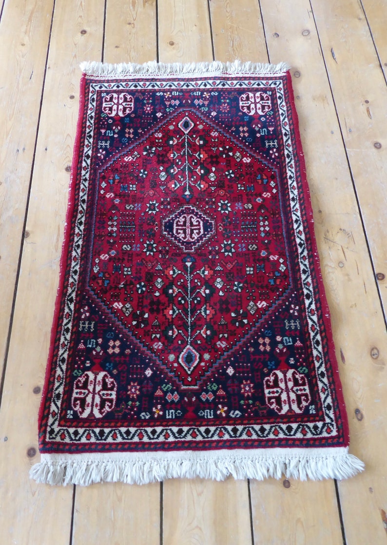 Petit tapis oriental pont en laine vieux tapis noué à la main Türkiye 105 x 61 cm véritable intérieur vintage image 6