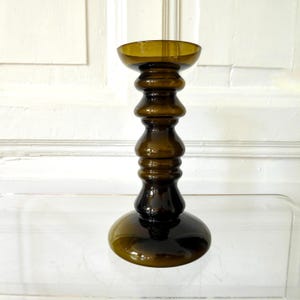 Ingrid glass candlestick dark green 70s vintage