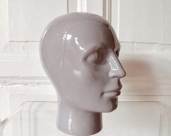 Dutch ceramic head sculpture grey bust object vintage