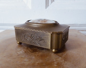 Antique casket butterfly buxom perfume soap jewelry box true vintage