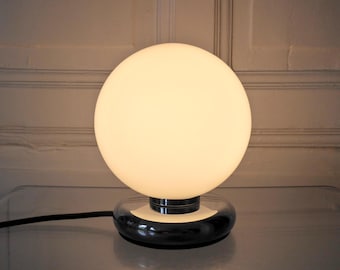 Bonalux Kugel Lampe Tisch Leuchte weiß 70er Jahre Space Age true Vintage Objekt