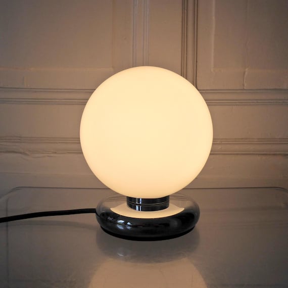 Bonalux Kugel Lampe Tisch Leuchte weiß 70er Jahre Space Age true Vintage Objekt