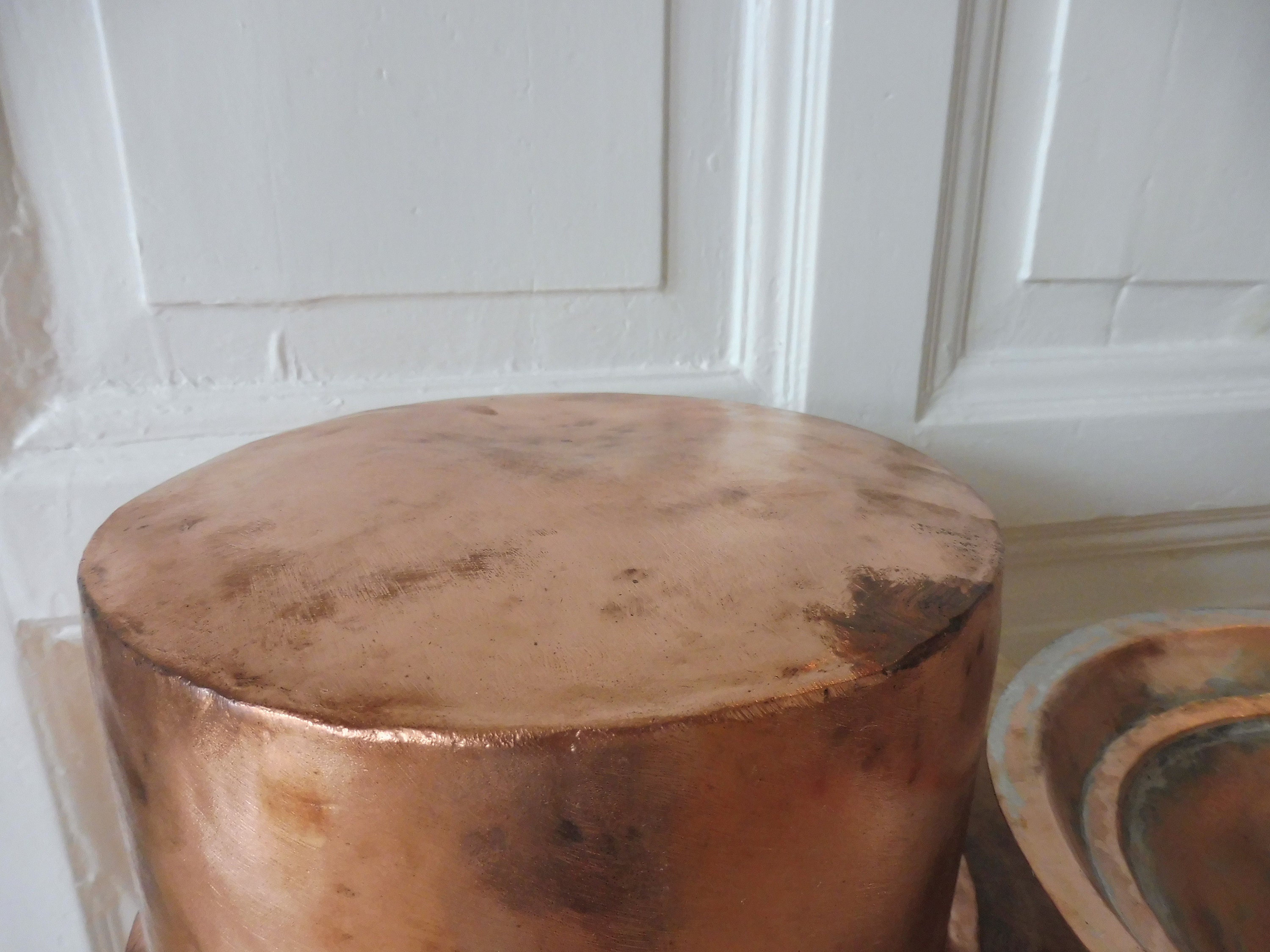 copper metal pot lid can container patina vintage Etsy