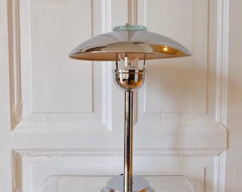 Atrium Mushroom Chrome Table Lamp Light Geneva Bauhaus Style 70s Vintage Object