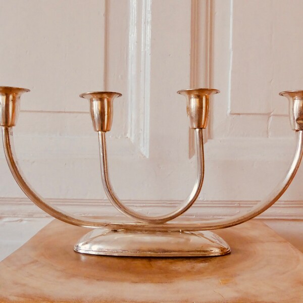 Candlestick candlestick silver plated four-flame 50s mid century vintage interior