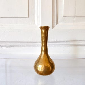 Solid Brass Solifleur Vase Gold Object 70s Vintage