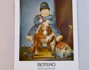 Botero Marlborough Boy on Toy Horse Galleries New York 1975 aus Posters by Painters Evelyn and Leo Farland 70er Jahre Kunst Plakat Vintage