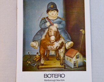 Botero Marlborough Boy on Toy Horse Galleries New York 1975 from Posters by Painters Evelyn and Leo Farland 70s art poster vintage