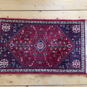 Petit tapis oriental pont en laine vieux tapis noué à la main Türkiye 105 x 61 cm véritable intérieur vintage image 2