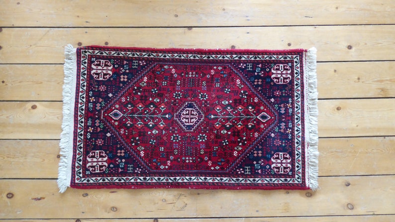 Petit tapis oriental pont en laine vieux tapis noué à la main Türkiye 105 x 61 cm véritable intérieur vintage image 2