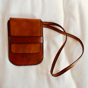 Vintage Leather Hand Shoulder Bag Flat Handy Bag 60s