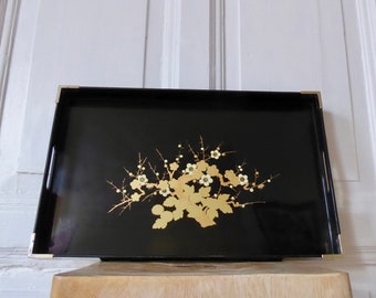 Japanese lacquer tray tilia 1980s vintage item