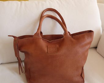 Legend Läder Handväska Axelremsväska Bardot Cognac Brun Vintage