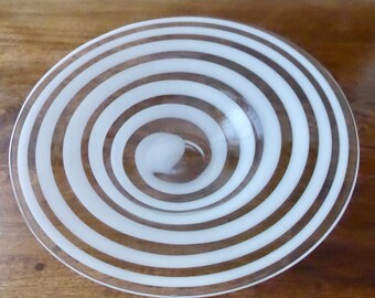 Gorgeous large glass bowl spiral glass art vintage interior object