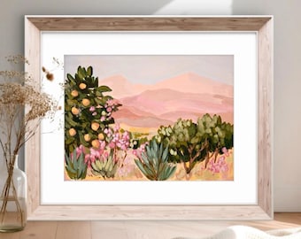 Oryginalny obraz Ojai California, obraz górski, dekoracja ścienna z pustynnym krajobrazem, wystrój boho, 9"x12"