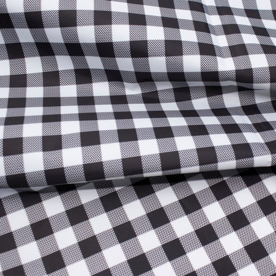 LightWeight Rip-Stop WaterProof Coated Polyester Fabric l Gingham Check Black l 2.4oz