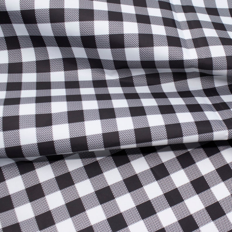 LightWeight Rip-Stop WaterProof Coated Polyester Fabric l Gingham Check Black l 2.4oz image 1