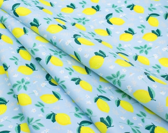 LightWeight Rip-Stop WaterProof Coated Polyester Fabric l Blue Lemon l 2.4oz l Raincoat Fabric