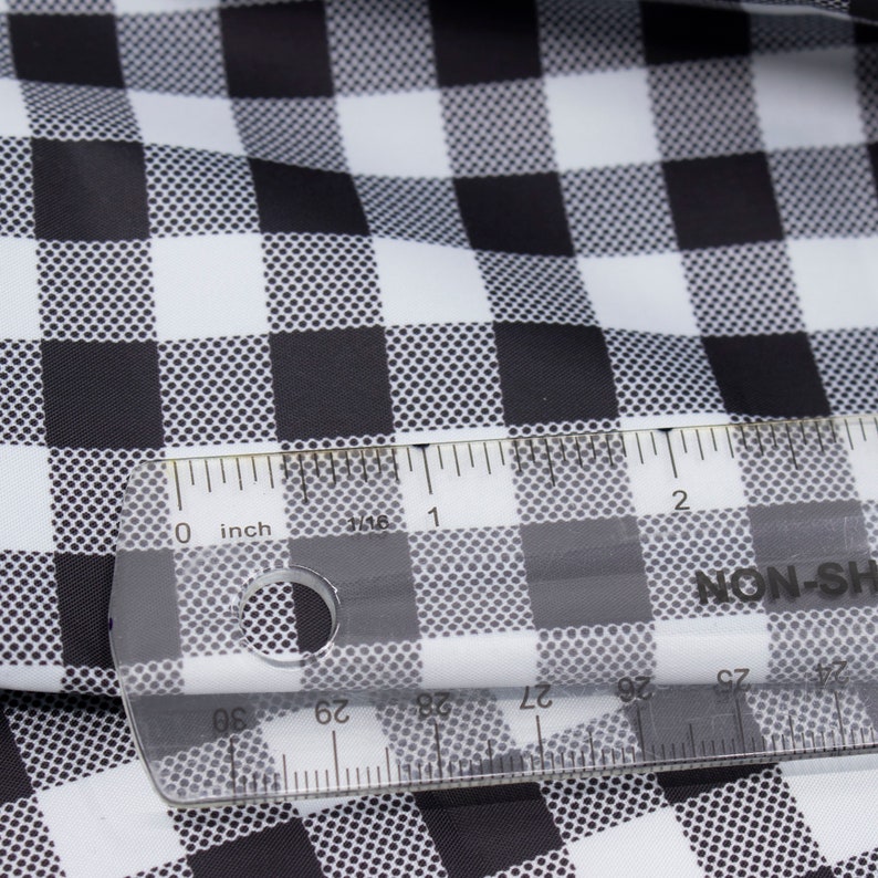 LightWeight Rip-Stop WaterProof Coated Polyester Fabric l Gingham Check Black l 2.4oz image 3
