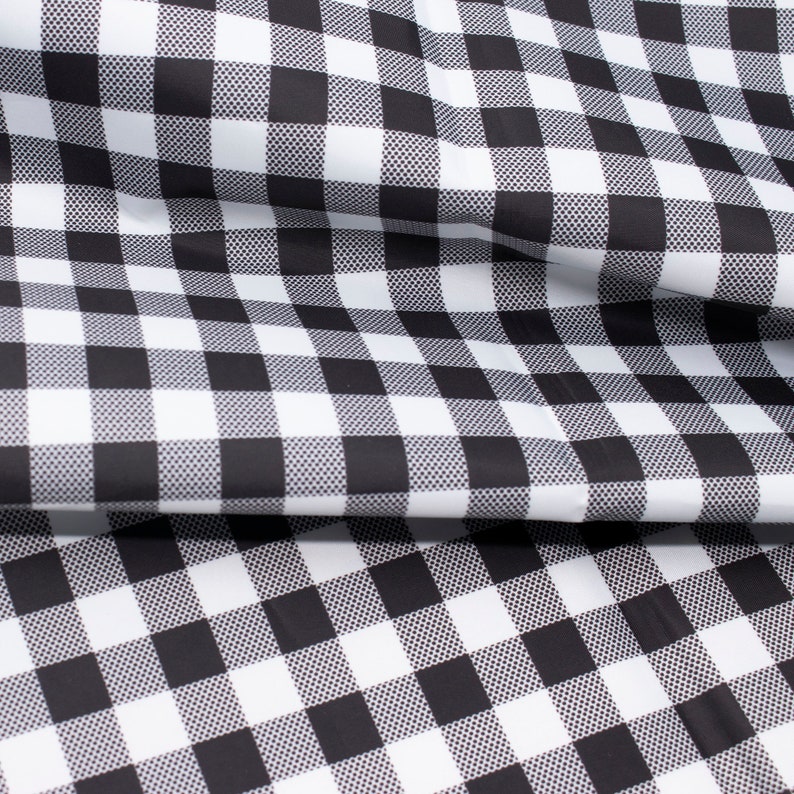 LightWeight Rip-Stop WaterProof Coated Polyester Fabric l Gingham Check Black l 2.4oz image 2