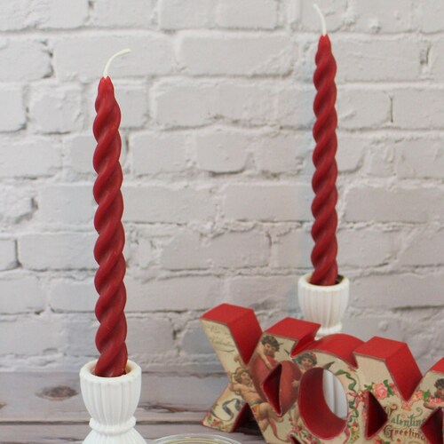 Beeswax Candles Twist Taper Set of 2 Natural Gold Color Etsy