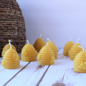 Beehive Bee Skep Beeswax Candles, Handcrafted Handmade Beehive and Honeybee Votive Candle, Natural Beeswax Housewarming Gift image 6