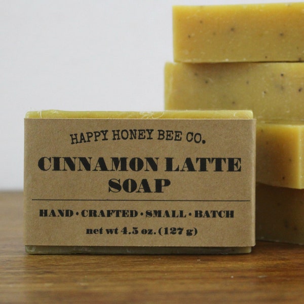 Cinnamon Latte Cold Process Bar Soap, Handcrafted Handmade Cold Process Lye Soap, Vegan Palm Free Natural Exfoliating Soap, Fall Scent
