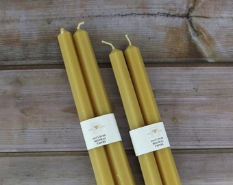 Tall Modern Hexagon Taper Beeswax Candle, Two Handcrafted 10" Long Natural Beeswax Candle, Handmade Pure Beeswax Hexagonal Candle Set