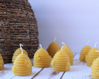 25 Beehive Bee Skep Beeswax Candles Party Favor, Handmade Beehive and Honeybee Votive Candle Made From Natural Beeswax, Baby Shower Gift