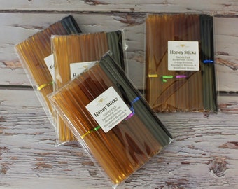 Honey Stick Variety Pack - 50 Natural Pure Raw Honey Sticks on the Go - Honey Wedding Favors - Bee Birthday or Baby Shower Favors