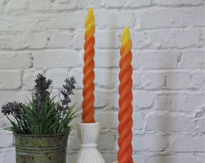 Twisted Taper Beeswax Candles, Set of 2 Handcrafted 7 Inches Long
