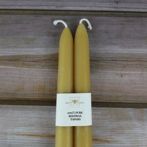Small Beeswax Taper Candles, Two Handcrafted Hygge 6 Natural Beeswax Candles, Small Tapered Candles, Natural Lighting image 3