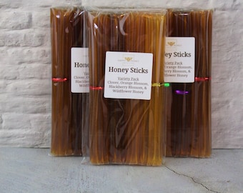 Honey Stick Variety Pack - 40 Natural Pure Raw Honey Sticks on the Go - Honey Wedding Favors - Bee Birthday or Baby Shower Favors