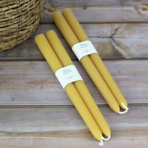 Seconds Beeswax Taper Candles Handcrafted Natural Golden Etsy