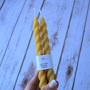 Twisted Taper Beeswax Candles, Set of 2 Handcrafted 7 Inches Long Natural Golden Yellow Beeswax Twisted Taper Decorative Candles image 7