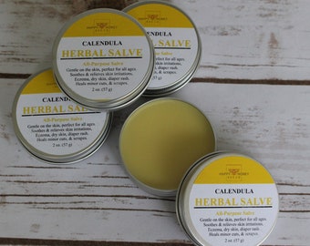 2 oz Calendula Herbal Salve, Mother Nature's First Aid Herbal Ointment Salve, Naturalist Gift