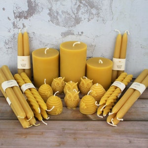 Beeswax Candle Gift Set, Hand-poured Pure Natural Beeswax Candle Sampler Assortment Sampler Collection of Tapers Pillars and Votives