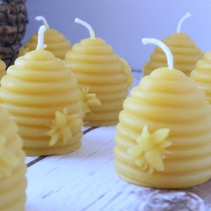 Beehive Bee Skep Beeswax Candles, Handcrafted Handmade Beehive and Honeybee Votive Candle, Natural Beeswax Housewarming Gift image 3