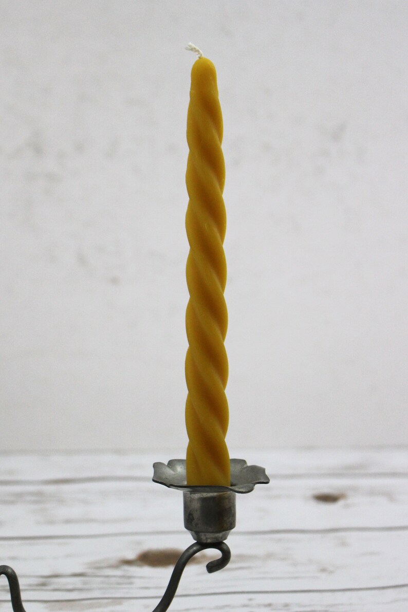 Beeswax Twisted Taper Candles Two Handcrafted 7.5 Long Etsy