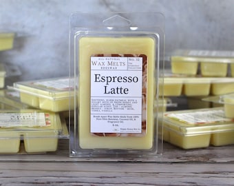 Espresso Latte 6 oz Beeswax Wax Melts, Coffee Shop Scented Tart Melts, Natural Scented Wax Tarts for Wax Warmer, Wickless Non-Toxic Candle