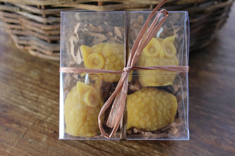 Beeswax Owl Candle Gift Set Set of 4 Handmade Handcrafted | Etsy