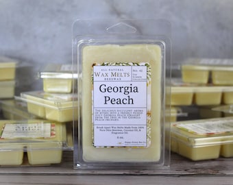 Georgia Peaches 6 oz Beeswax Wax Melts, Food Scented Tart Melts, All Natural Scented Wax Tarts for Wax Warmer, Wickless Non-Toxic Candle