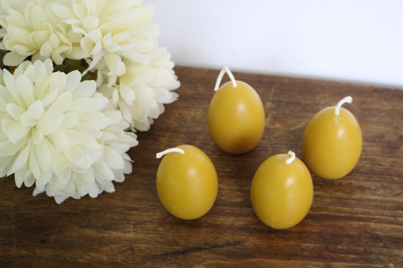 Egg Beeswax Candles Handcrafted Natural Unscented Beeswax Etsy